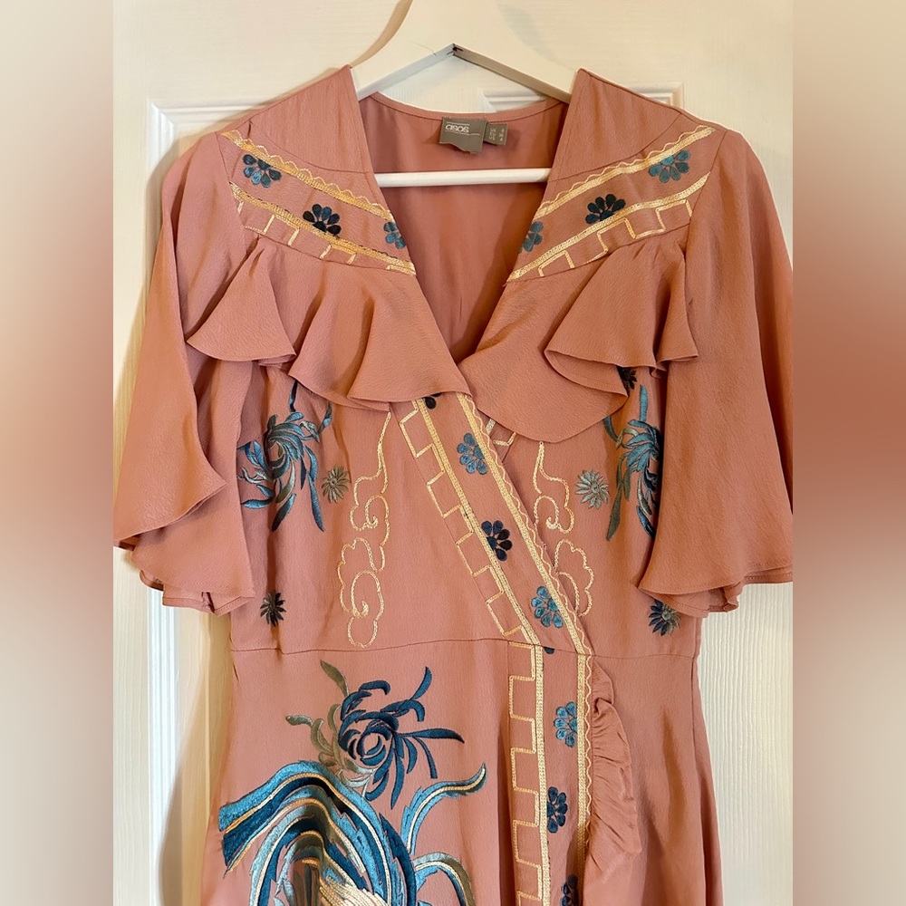 ASOS faux-wrap embroidered dress, very good condition, worn once